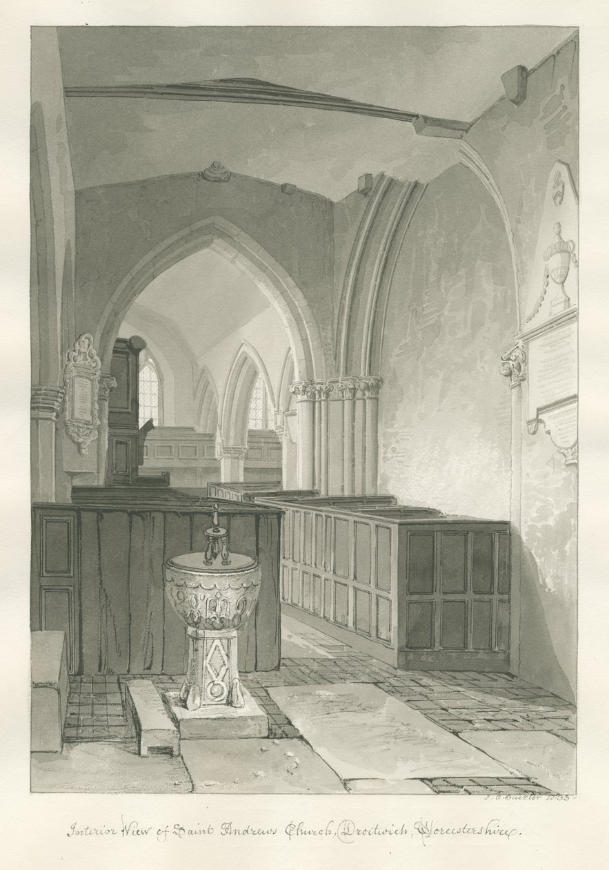 Worcestershire - Droitwich - Iglesia de San Andrés (interior) de John Chessell Buckler