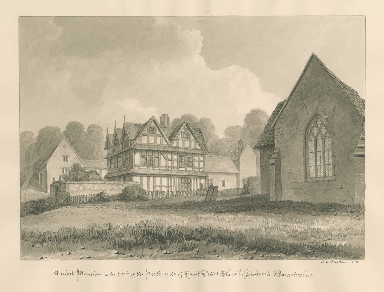 Worcestershire - Droitwich - Iglesia de San Pedro (mansión antigua) de John Chessell Buckler