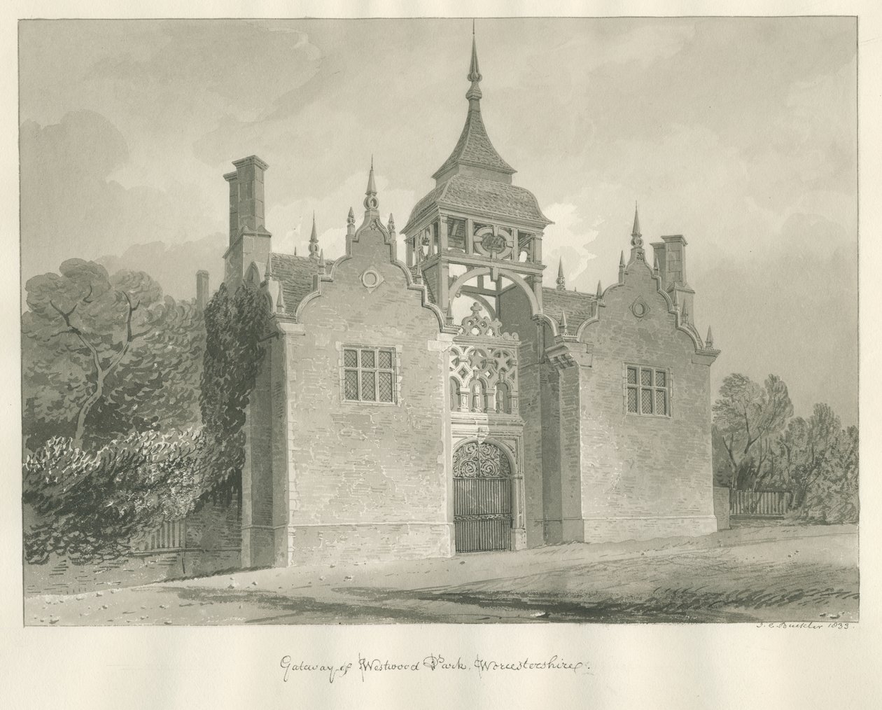Worcestershire - Westwood Park - Puerta de entrada de John Chessell Buckler