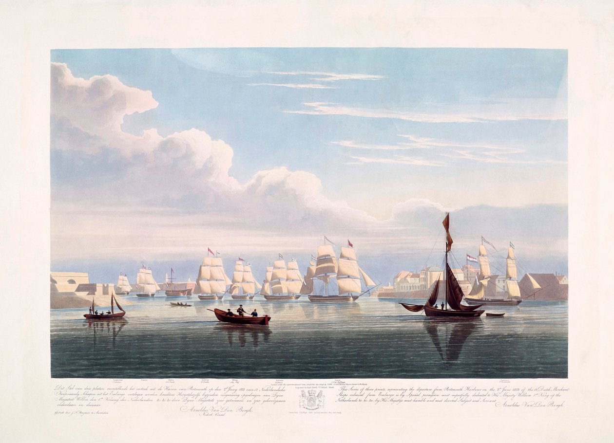 Buques mercantes holandeses saliendo de Portsmouth, 2 de junio de John Christian (after) Schetky