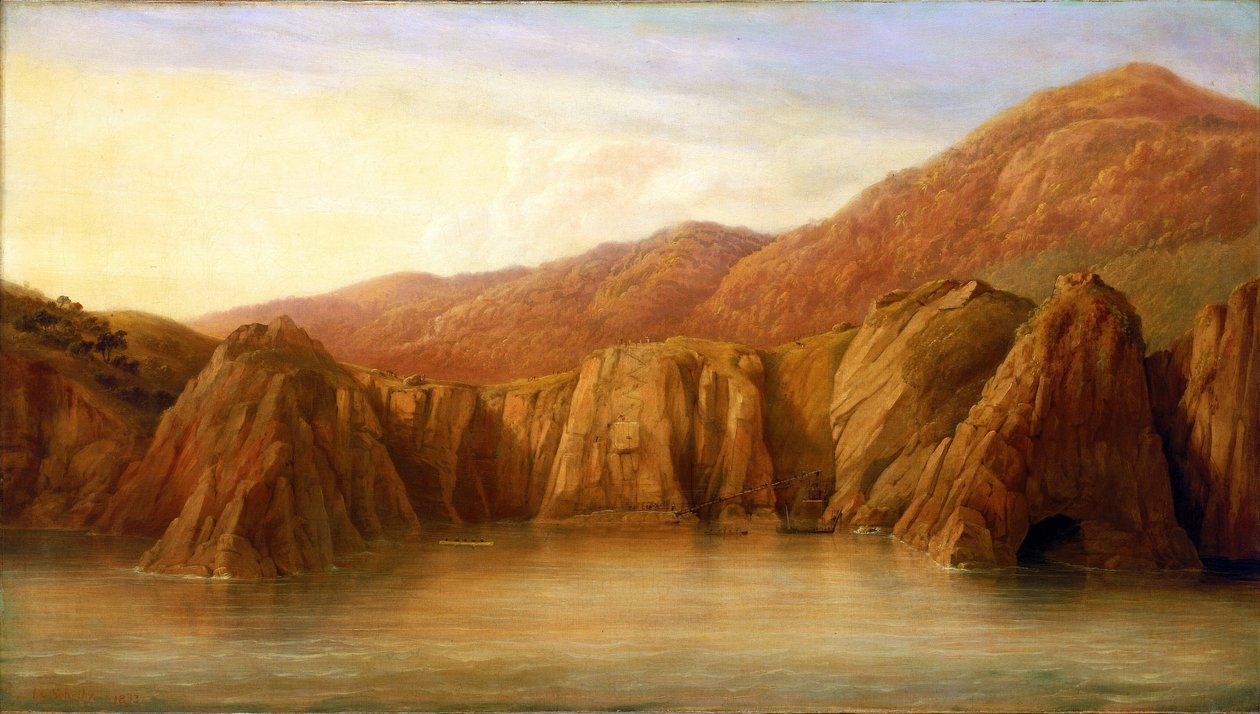 El rescate de la carga y los tesoros del HMS "Thetis", en Cabo Frío, Brasil, tras el hundimiento de la fragata el 4 de diciembre. de John Christian Schetky