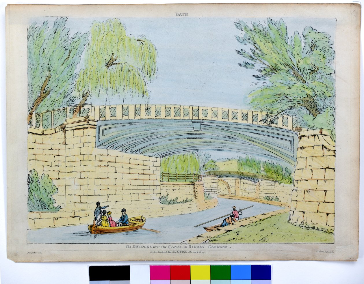 Bath. Los puentes sobre el canal en Sidney Gardens de John Claude Nattes