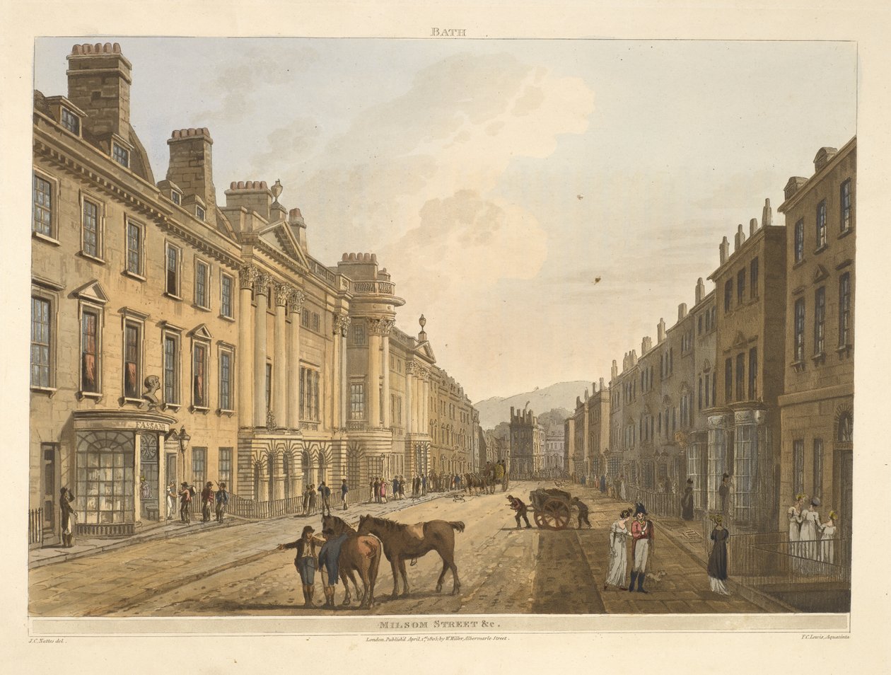 Milsom street.Bath, ilustrado por una serie de vistas, a partir de los dibujos de J. C. Nattes; con descripciones a cada lámina.John Claude Nattes1806 de John Claude Nattes
