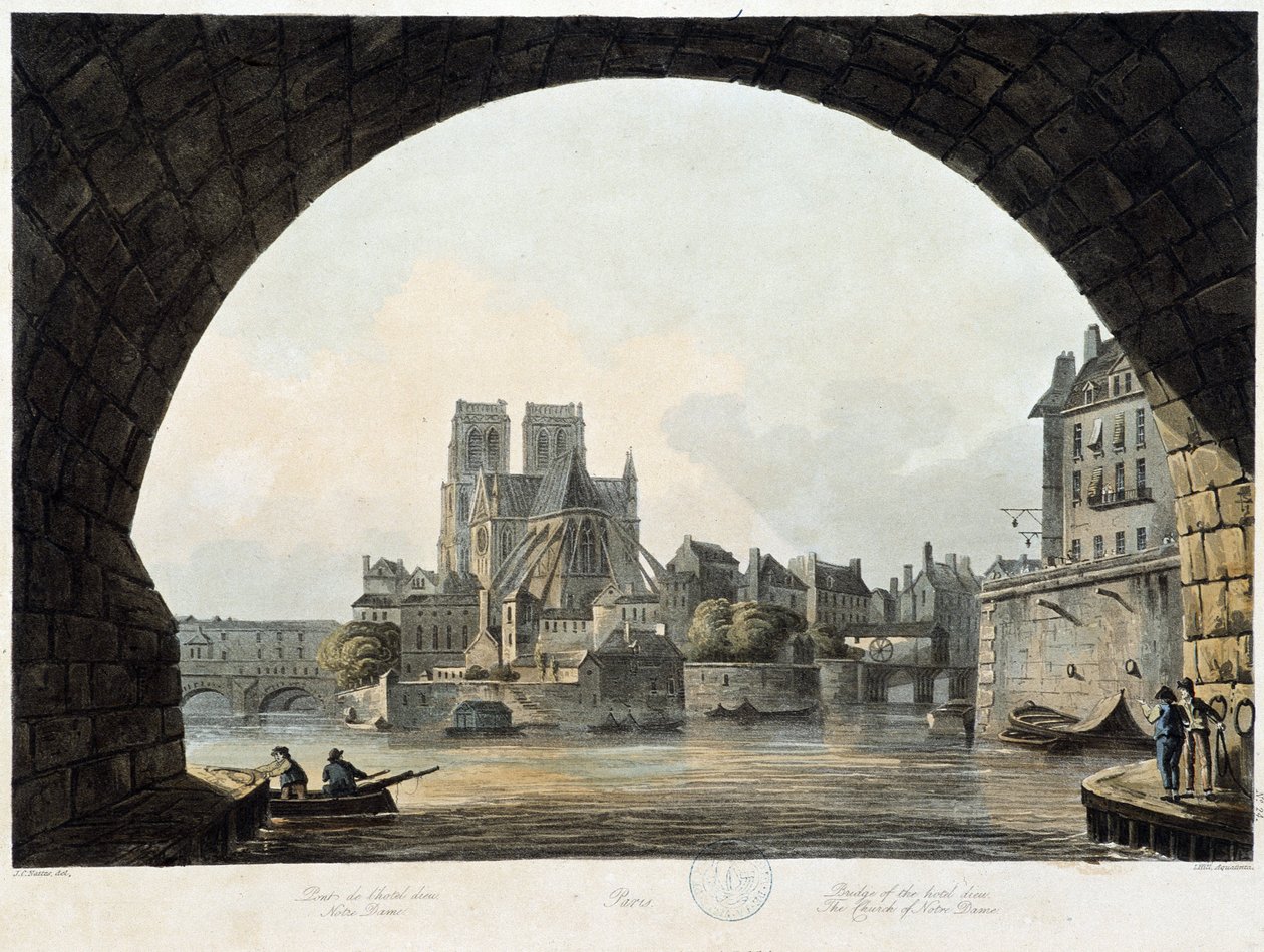 París: Notre Dame - en "París visto por J.C. Mats", ed. Miller, Londres de John Claude Nattes