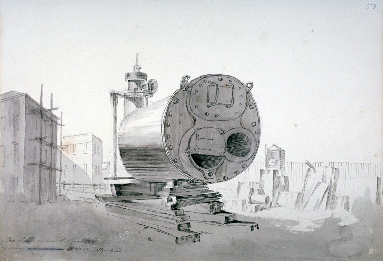 Máquina de vapor, New Road, Islington, Londres de John Claude Nattes