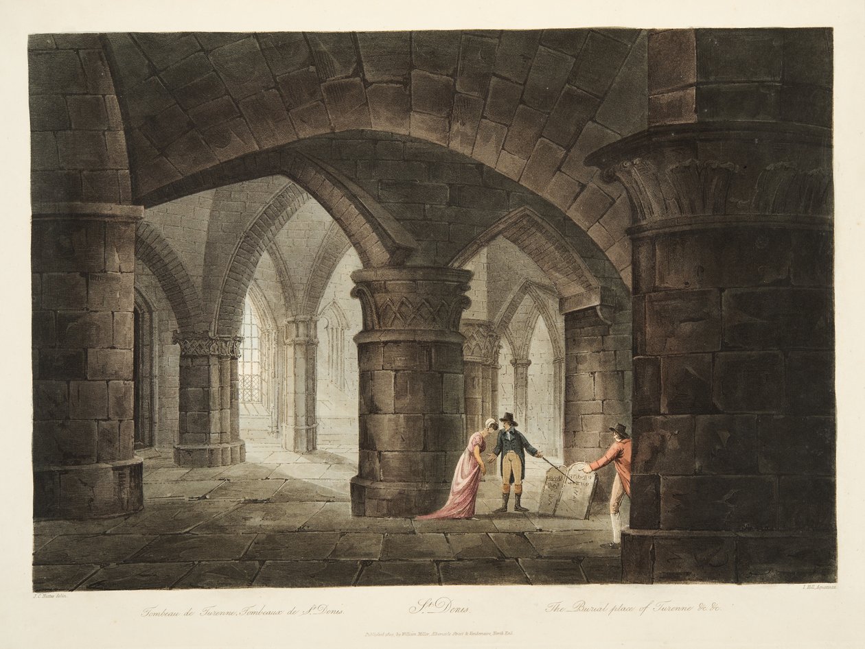 El Lugar de Entierro de Turenne, ilustración de Versalles, París y Saint Denis, pub. 1809 de John Claude Nattes