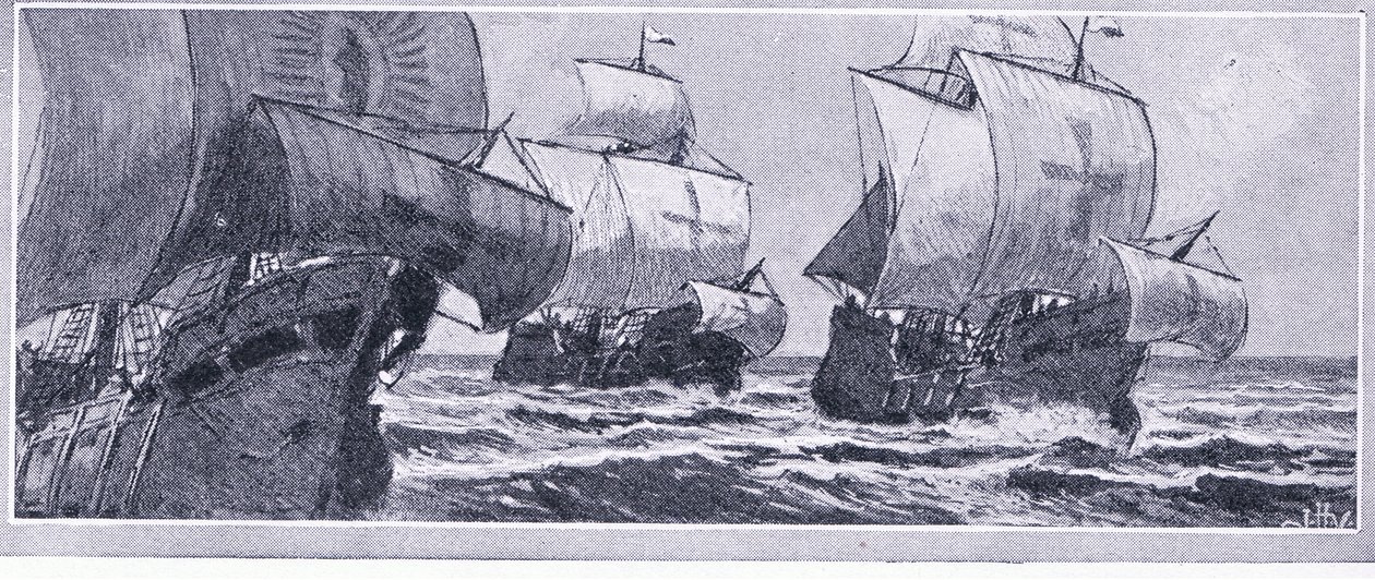El Último Viaje de Henry Hudson-1610. Abandonado por una tripulación amotinada, Newnes Pictorial Knowledge publicada por Newnes, c.1950s de John Collier