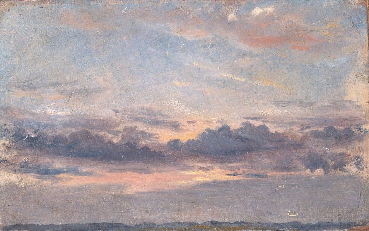 Un estudio sobre las nubes, puesta de sol de John Constable