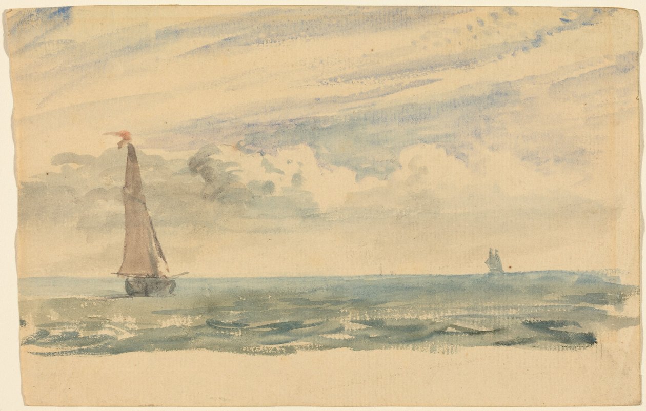 Un paisaje marino con dos veleros de John Constable