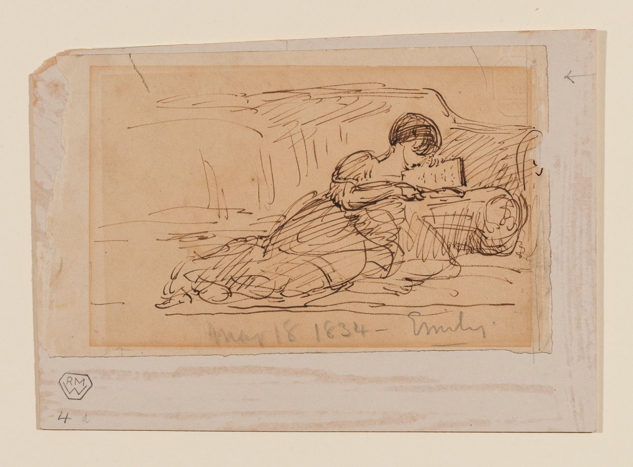 Hija del artista, Emily, acostada en un sofá leyendo, 18 de mayo de 1834 de John Constable