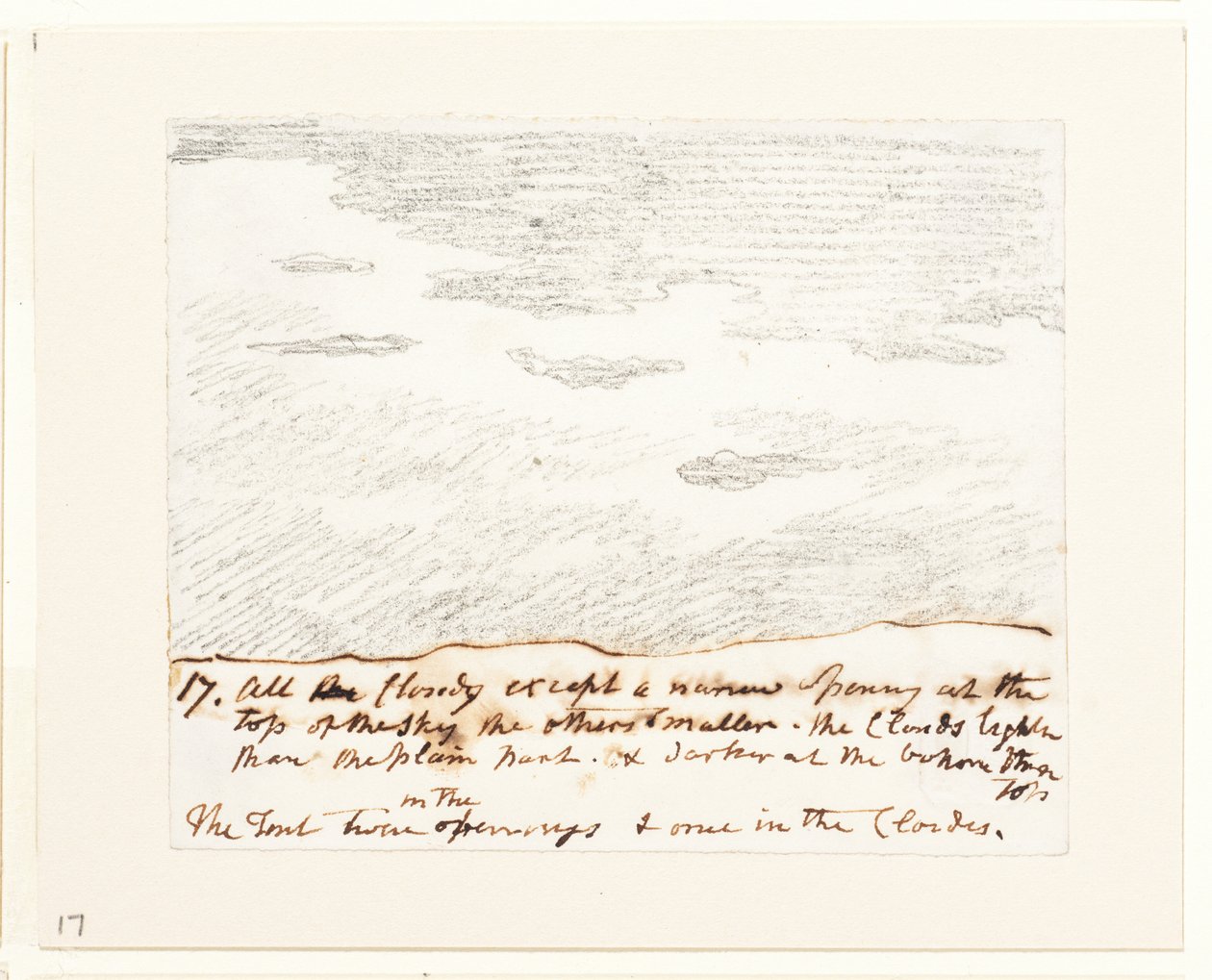 Estudio de nubes (según "Grabados de cielos" de Alexander Cozens), c.1822-23 (grafito sobre papel) de John Constable