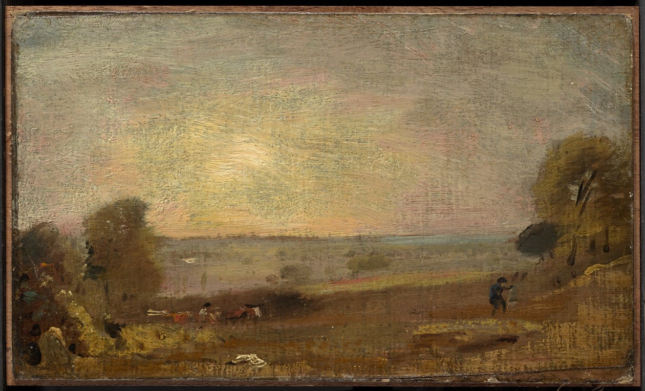 El valle de Dedham desde la carretera a East Bergholt, puesta de sol de John Constable