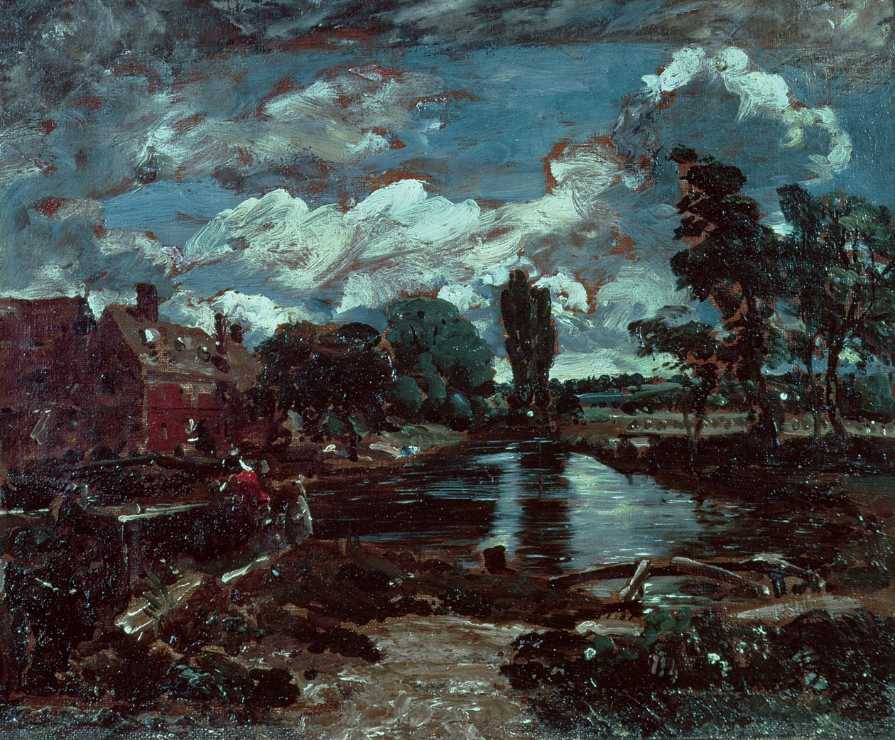 Molino de Flatford desde una Exclusa en el Stour, c.1811 de John Constable