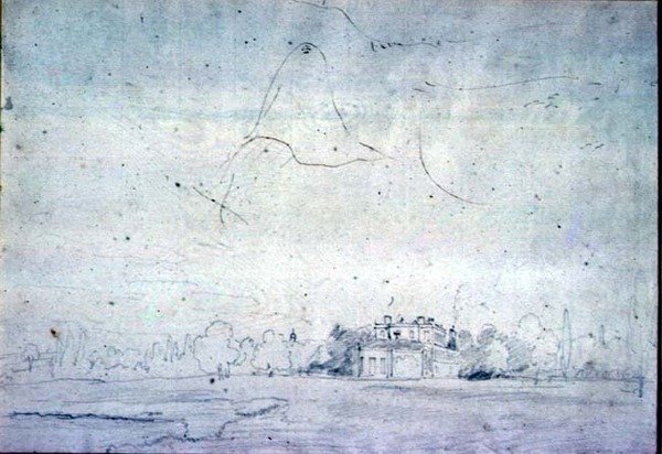 Casa con una fila de árboles de John Constable