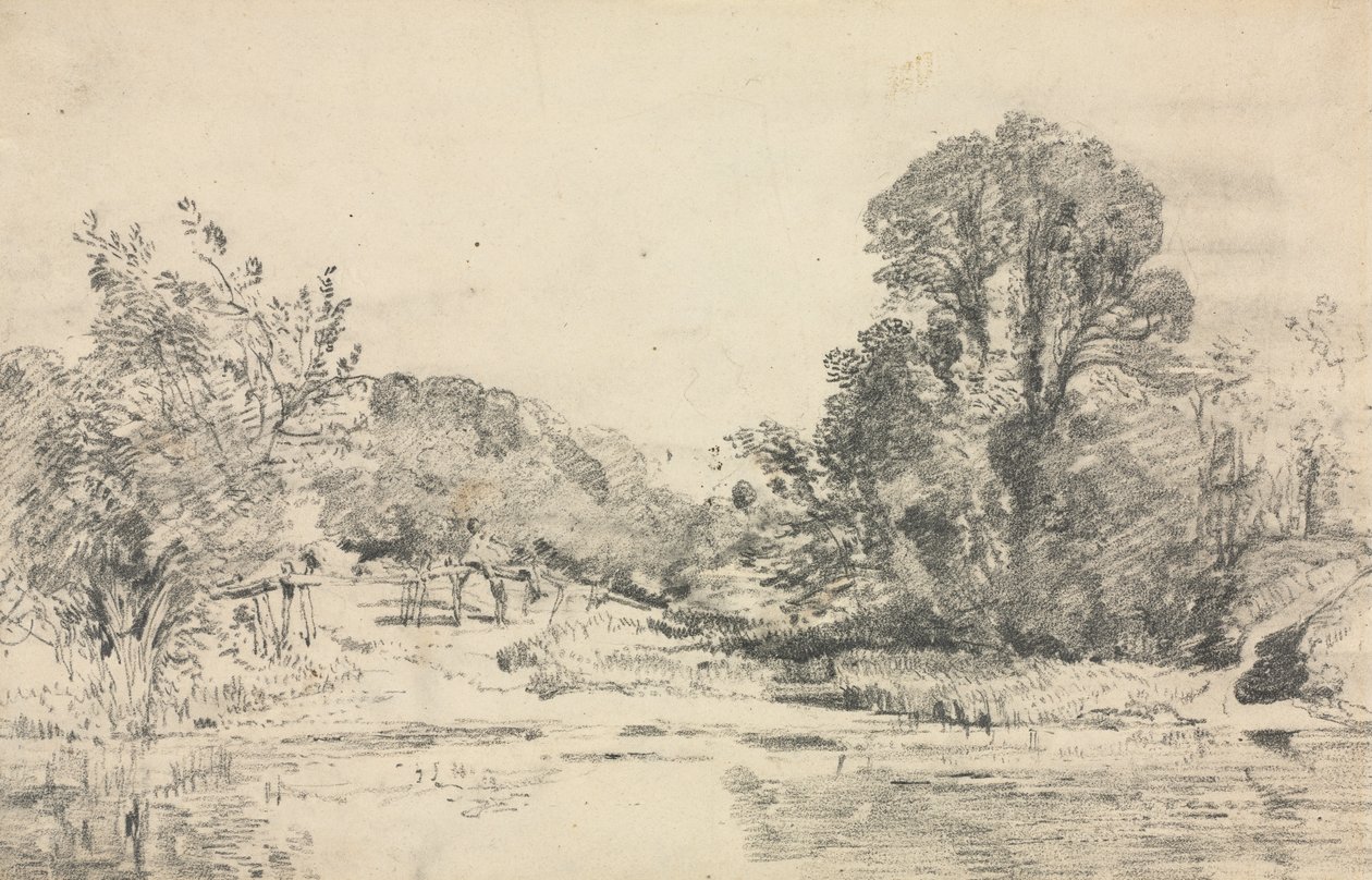 Paisaje con árboles rodeando un estanque de John Constable