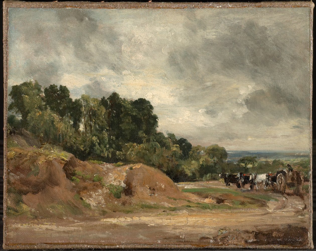 Bancos de arena, un carro y caballos en Hampstead Heath de John Constable