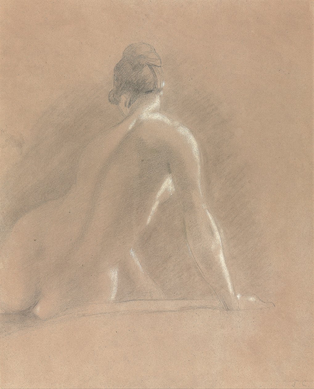 Estudio de un desnudo femenino, visto de espaldas (tiza sobre papel) de John Constable