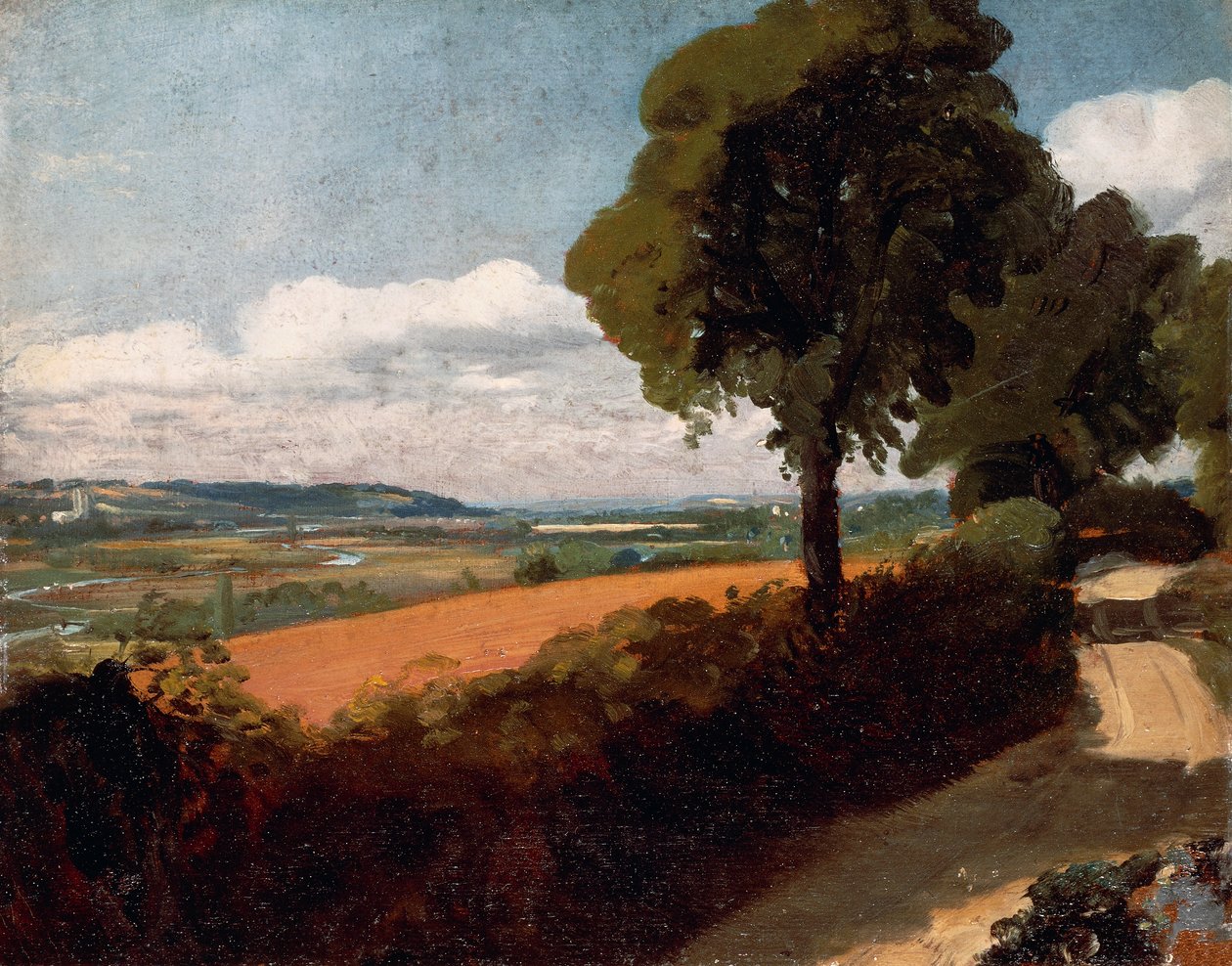 Vista desde una carretera que conduce a East Bergholt de John Constable