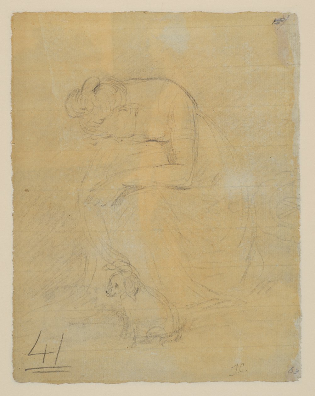 Mujer sentada, con un perro a sus pies, verso, c.1806 de John Constable