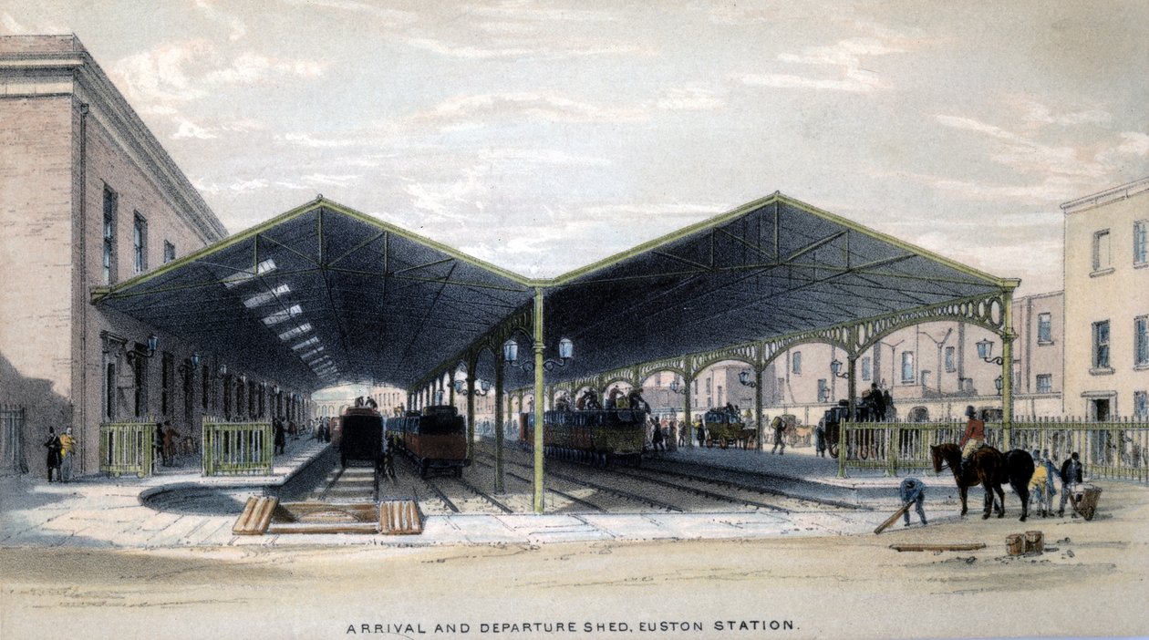 Cobertizo de llegada y salida, Londres, 1839 de John Cooke Bourne