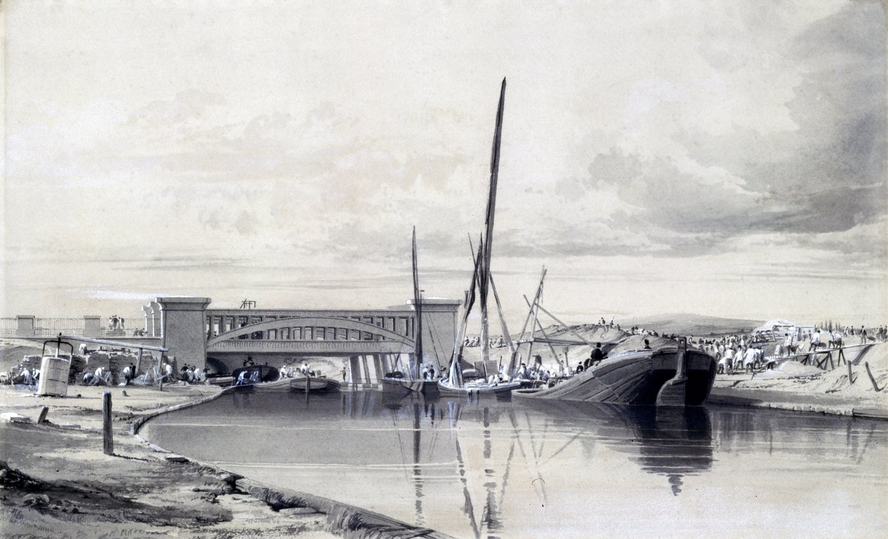 Puente sobre el canal de Regents, abril de 1837 de John Cooke Bourne