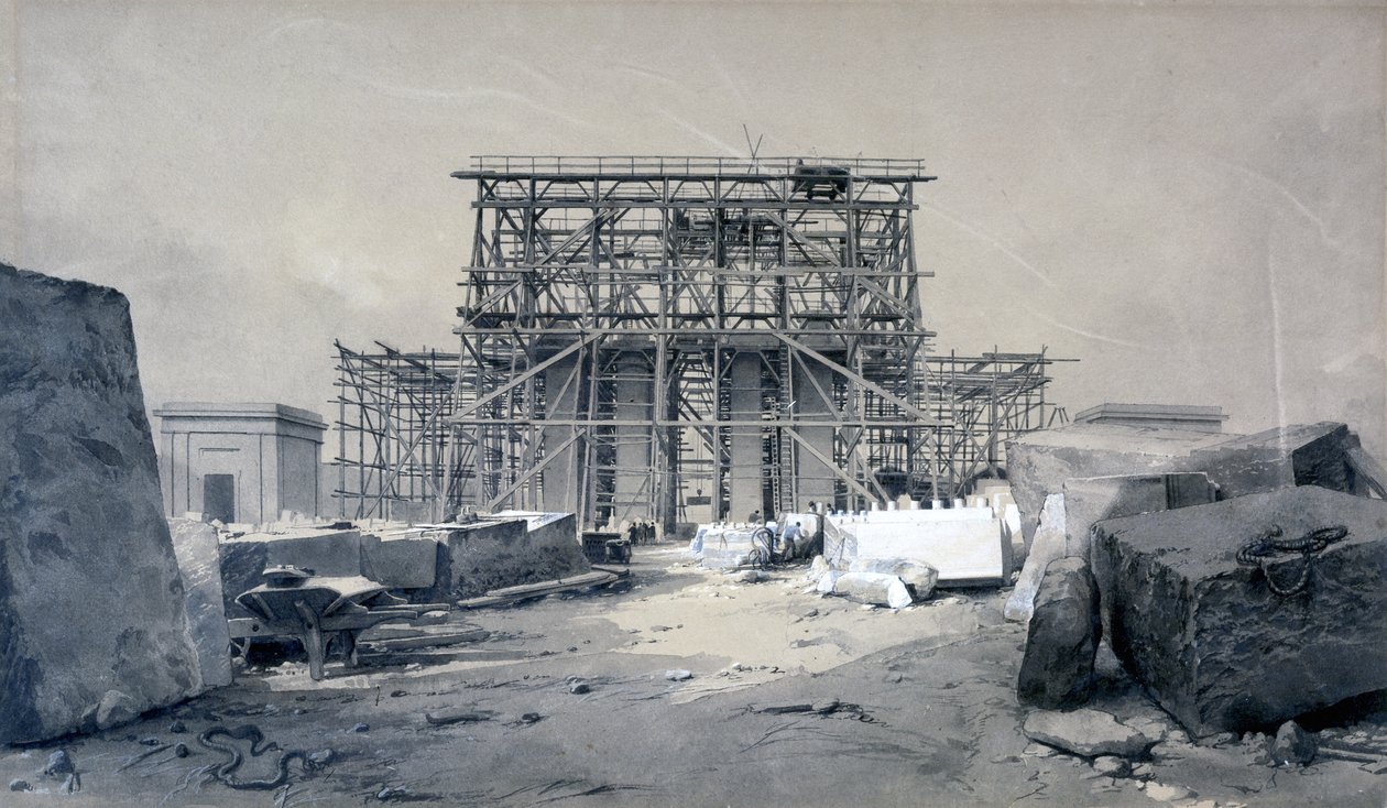 Construcción del Arco de Euston, Enero de 1838 de John Cooke Bourne