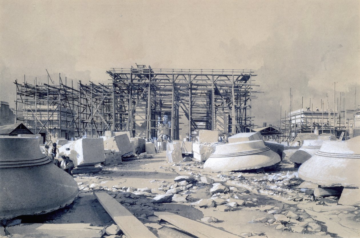 Construcción del Arco de Euston, Octubre de 1837 de John Cooke Bourne