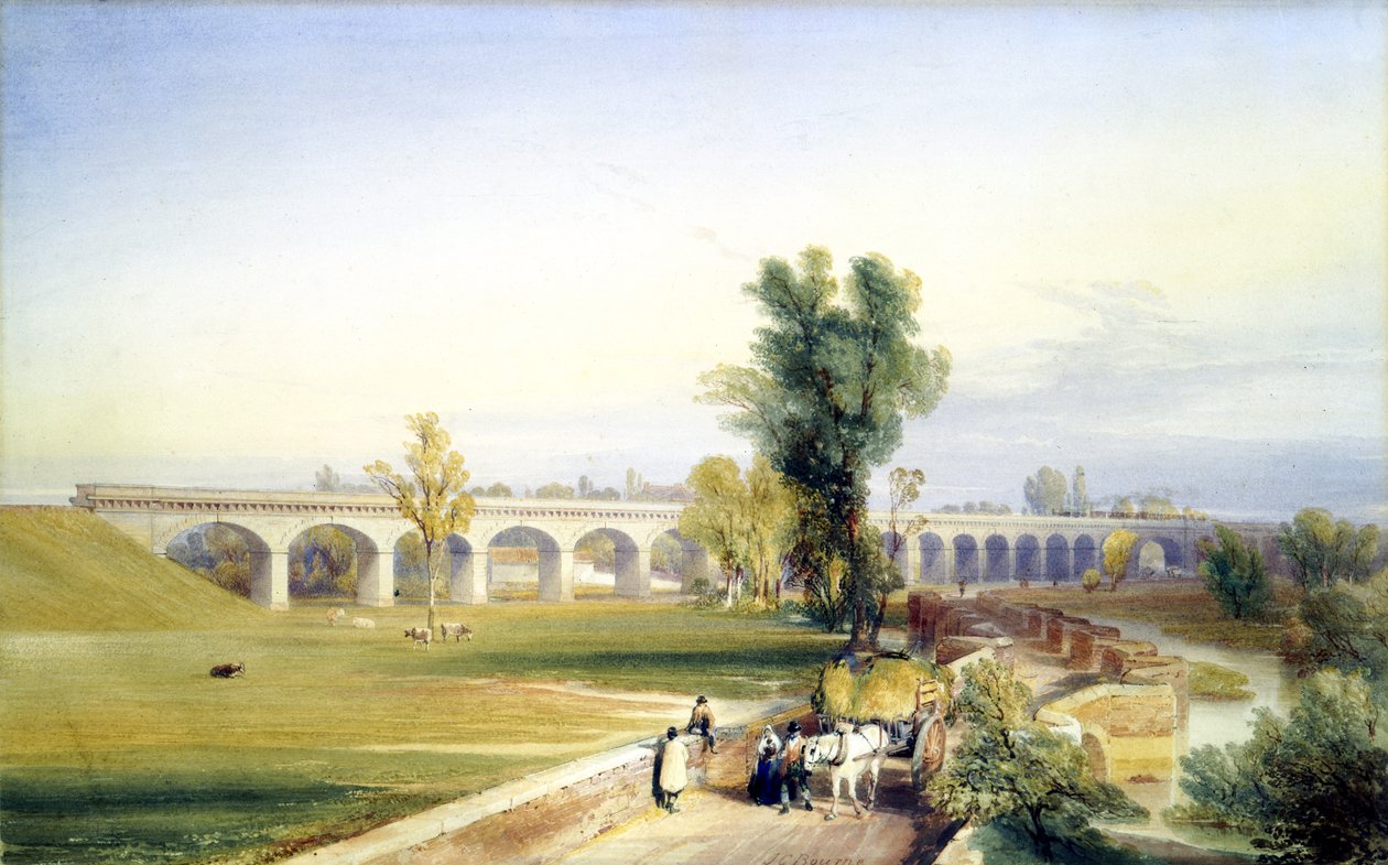 Puente del Río Dutch, Hull y Doncaster Branch, North Eastern Railway, 1847 de John Cooke Bourne