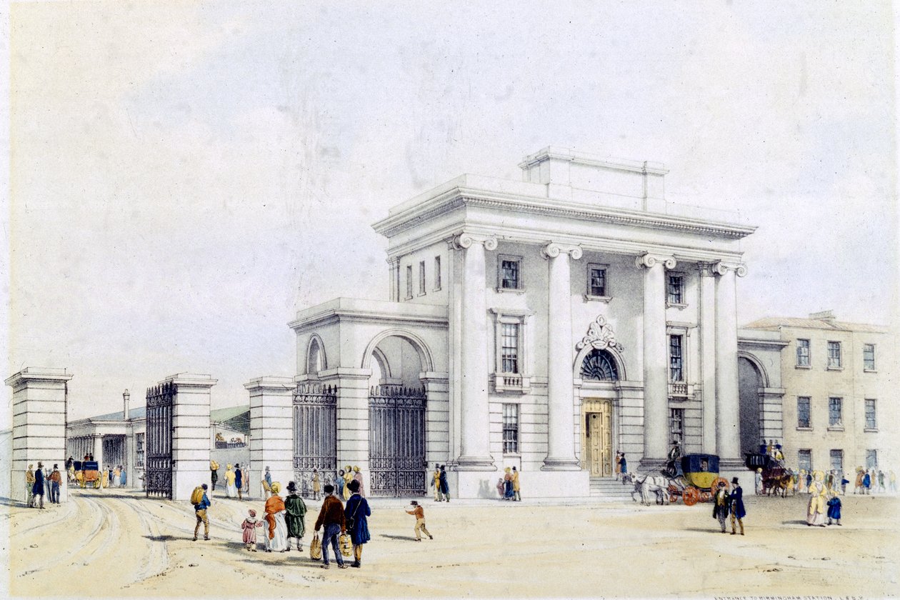 Entrada a la estación de Birmingham, 1838-39 de John Cooke Bourne