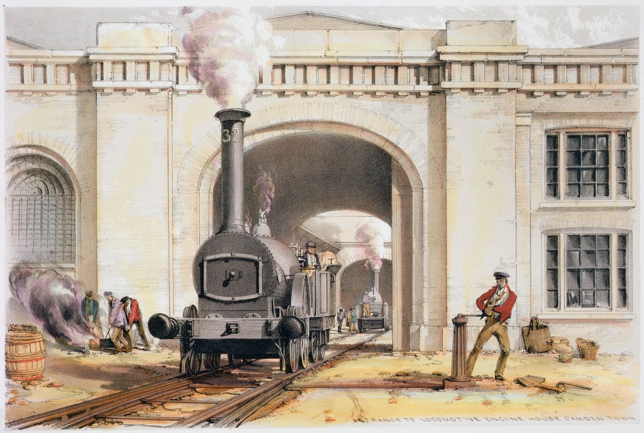 Entrada a la casa de máquinas de locomotoras, Camden Town, Londres de John Cooke Bourne