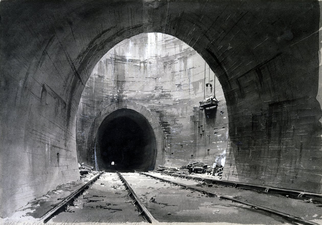 Gran pozo de ventilación, túnel de Kilsby, Northamptonshire, 1837-38 de John Cooke Bourne