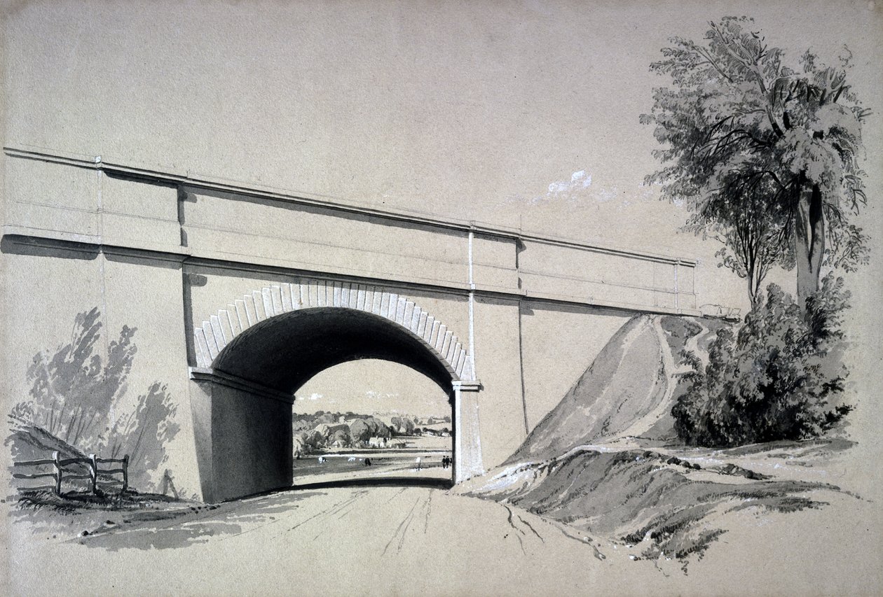 Puente oblicuo, Boxmoor, Hertfordshire, 12 de junio de 1837 de John Cooke Bourne