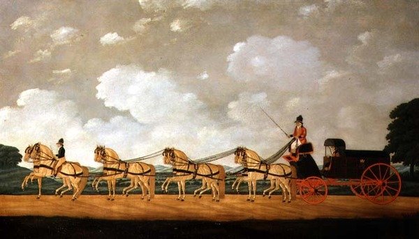 El Forgon de Su Majestad con un equipo de ocho roanos en la carretera de John Cordrey