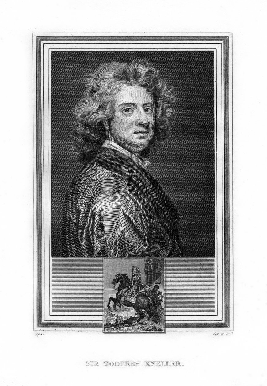 Sir Godfrey Kneller, pintor de la era barroca nacido en Alemania, 1825 de John Corner