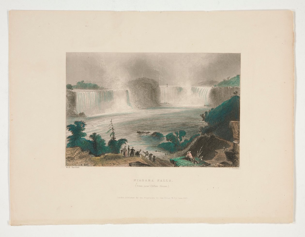 Cataratas del Niágara (desde cerca de Clifton House), ilustración para Nathaniel Parker Willis de John Cousen