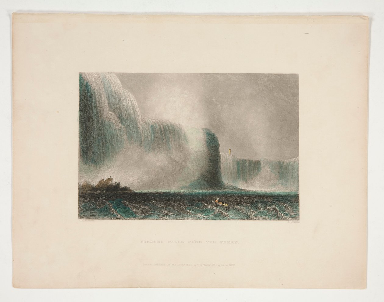 Cataratas del Niágara desde el ferry, ilustración para Nathaniel Parker Willis de John Cousen