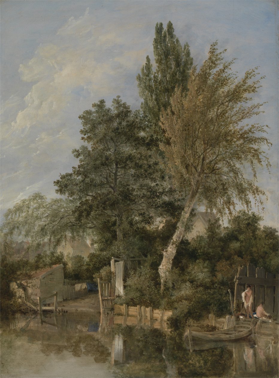 Escena de Río con Niños Bañándose de John Crome