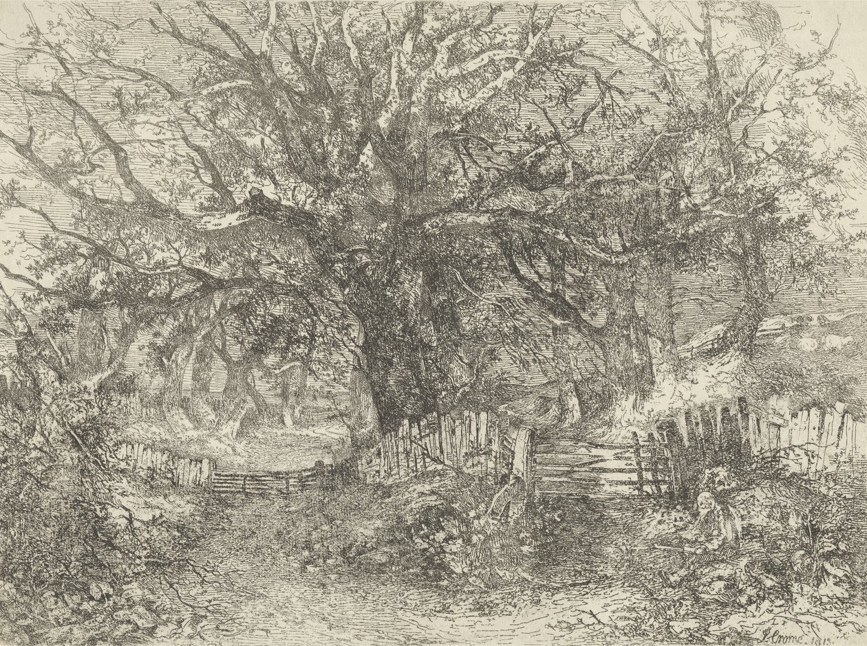 Escena de carretera, Trowse Hall, 1813 de John Crome