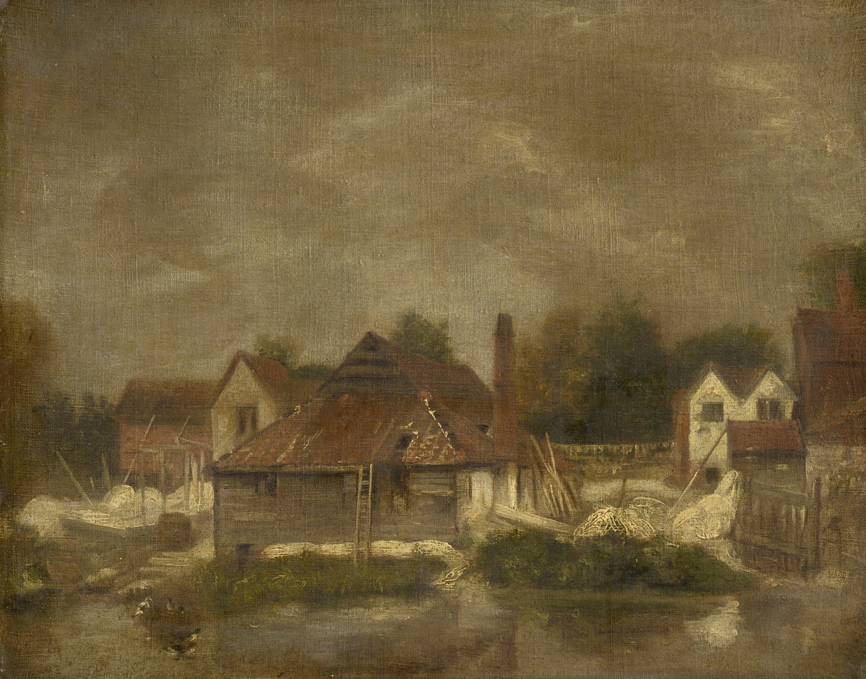 Cobertizos y casas viejas en el Yare, c.1803 de John Crome