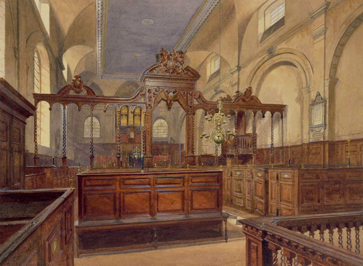 All Hallows The Great, Thames Street, Interior, 1884 de John Crowther