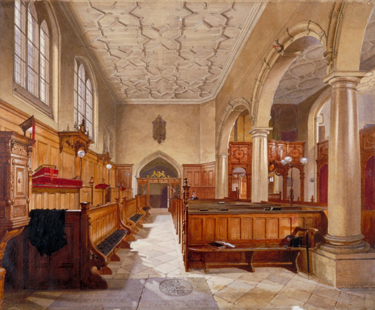 Interior de la capilla en Charterhouse, Londres, 1885 de John Crowther