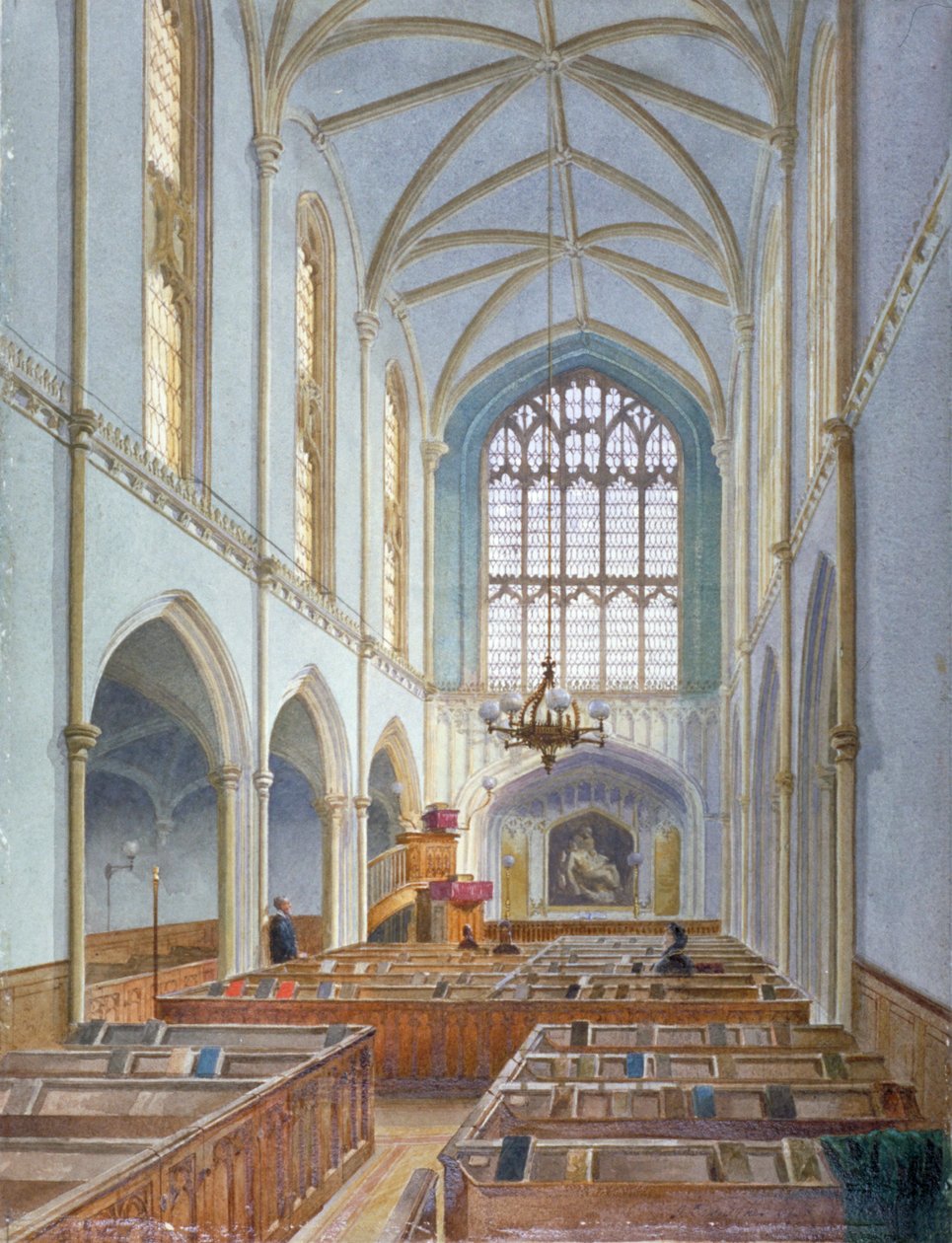 Vista interior de una iglesia protestante francesa en St Martin