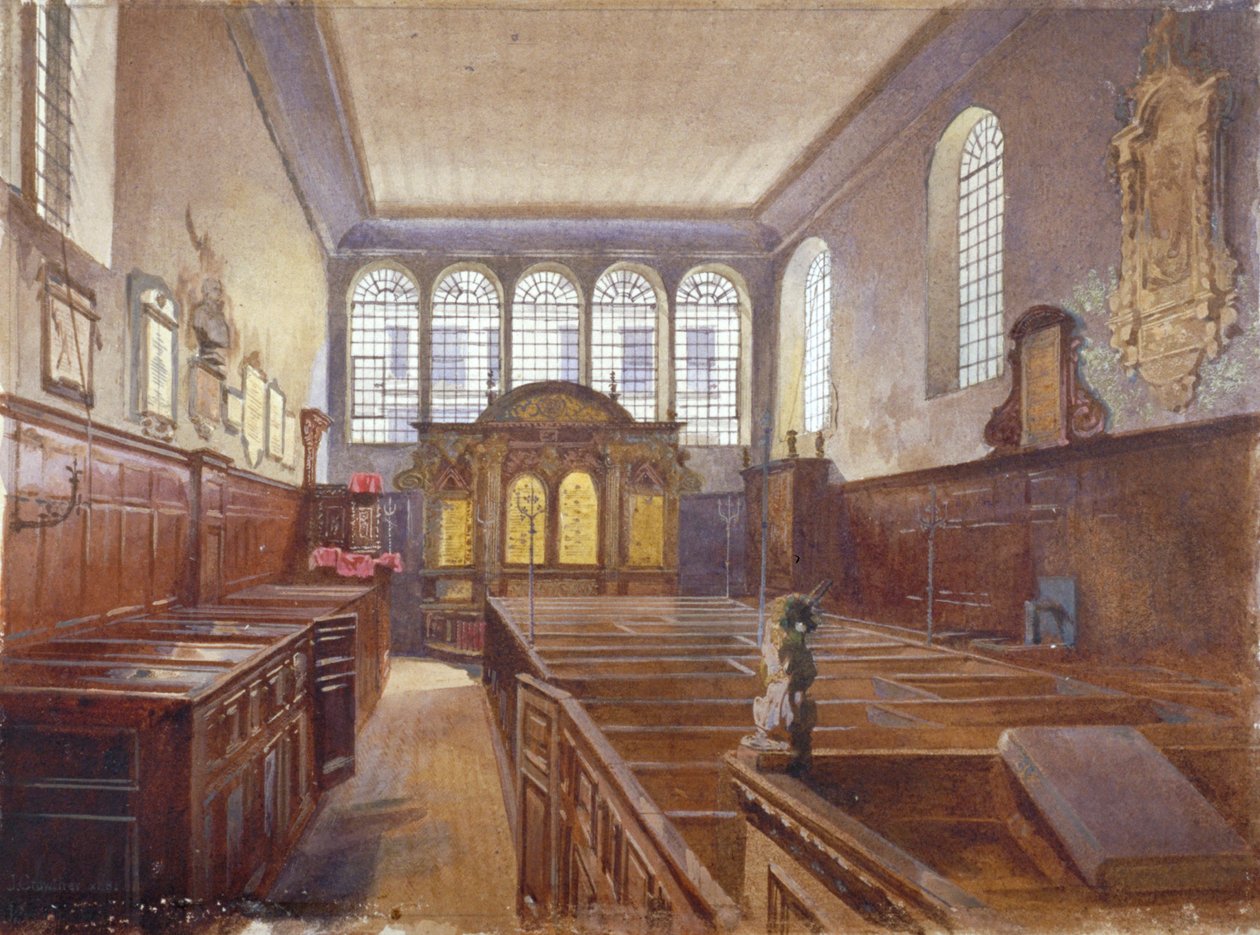 Vista interior de la Iglesia de San Mateo, Friday Street, Ciudad de Londres, 1881 de John Crowther
