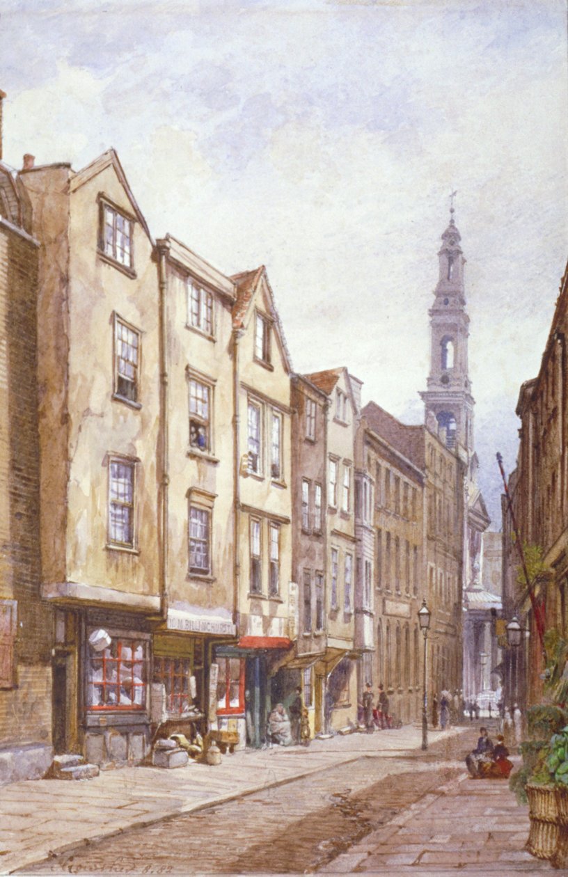 Vista de Drury Court, mirando hacia St Mary le Strand, Westminster, Londres de John Crowther