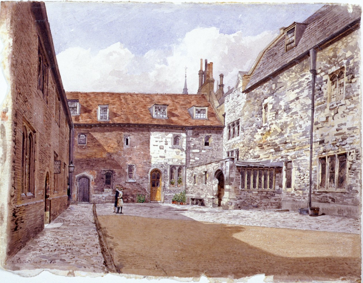 Patio de la lavandería, Charterhouse, Londres, 1884 de John Crowther