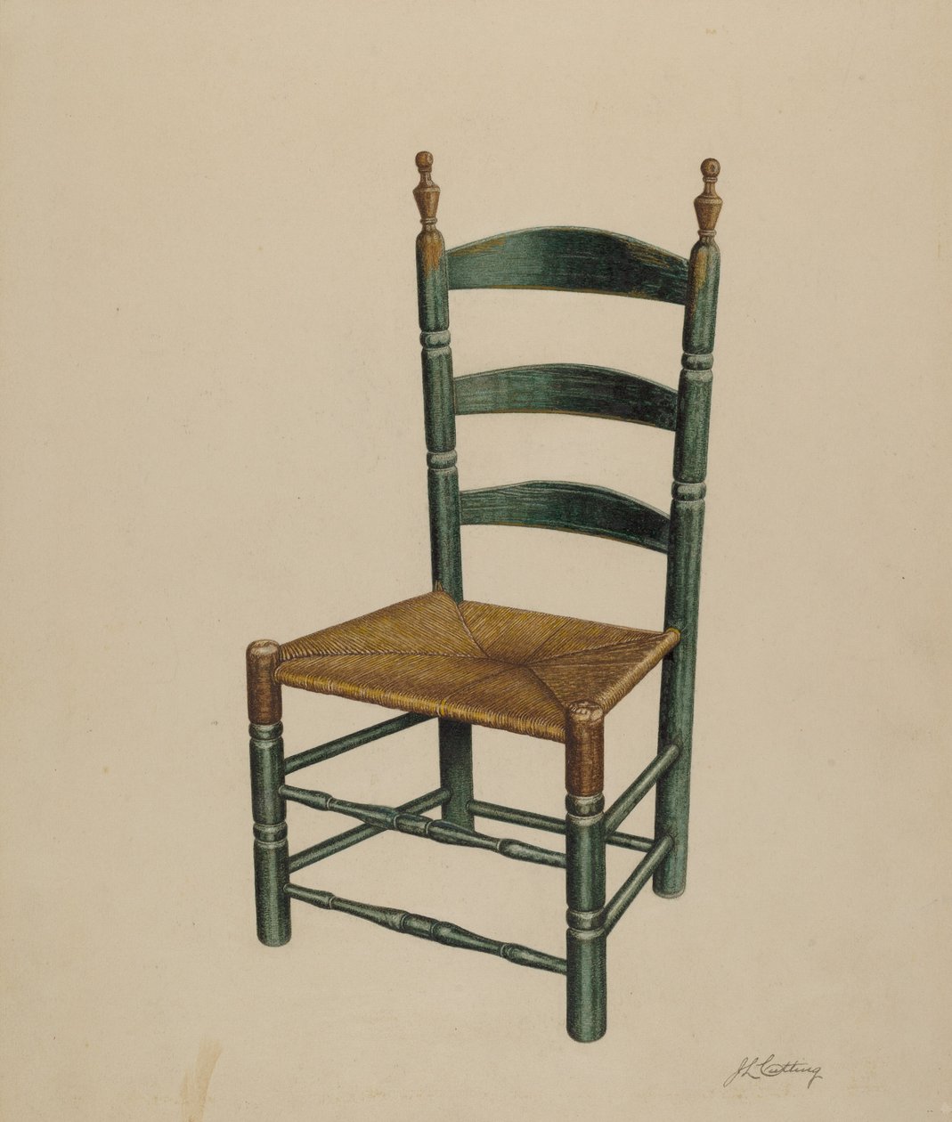 Silla de respaldo de escalera, c. 1939 de John Cutting