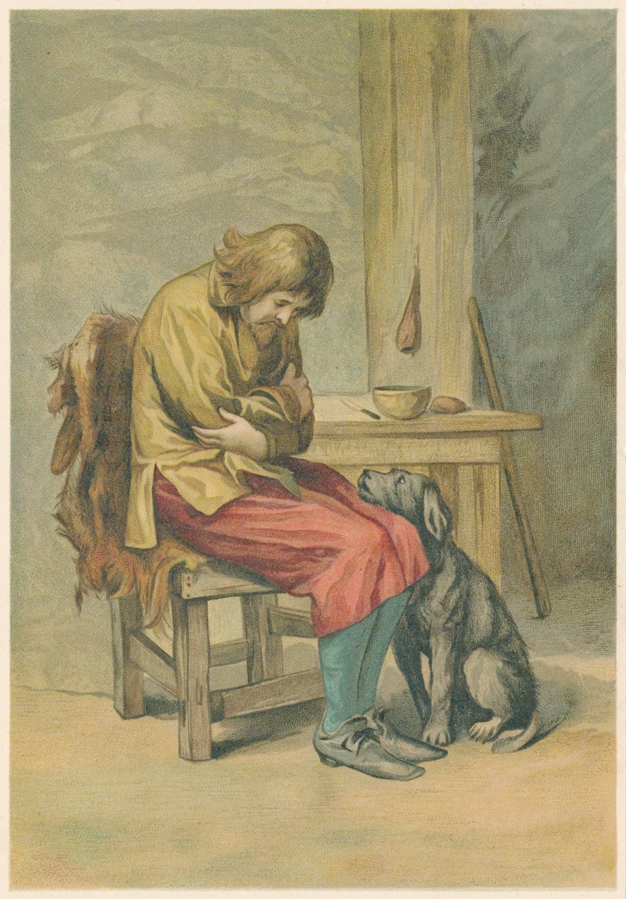 Escena de Robinson Crusoe de Daniel Defoe, 1892 de John Dawson Watson