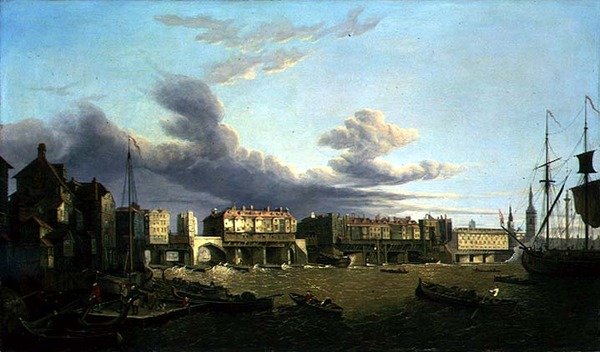 Vista del Puente Viejo de Londres como era en 1747 de John Dean Paul
