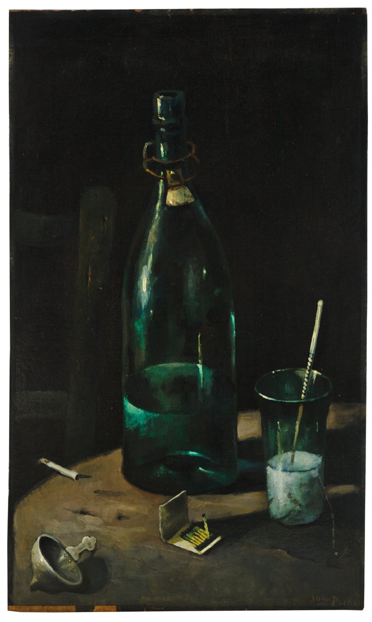 Naturaleza Muerta con Botella y Vaso de John Decker