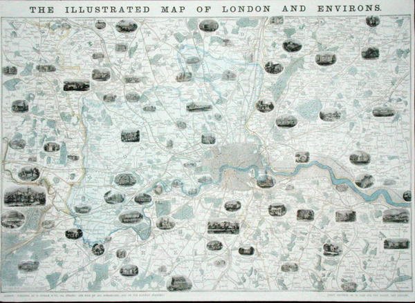 El mapa ilustrado de Londres y sus alrededores, c.1845-55 de John Dower